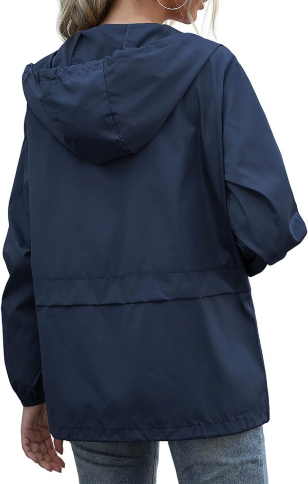 Women's Waterproof Raincoat Lightweight Rain Jacket Hooded Windbreaker with Pockets for Outdoor