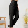 Women's High Waisted Business Trousers Straight Leg Pleated Office Slacks Pants