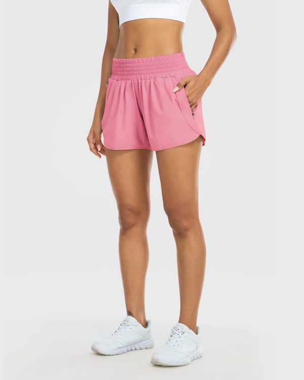 Athletic Shorts for Women with Pockets High Waist Running Workout Shorts Gym Yoga White Summer Shorts