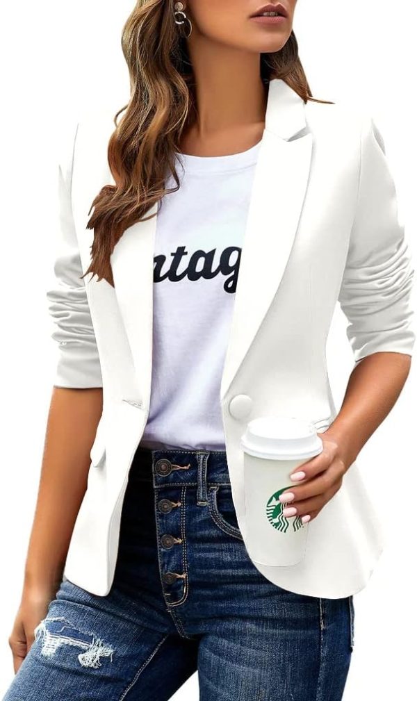 Womens Casual Blazers Long Sleeve Lapel Button Slim Work Office Blazer Jacket