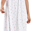Women's Nightgown Sleeveless Sleepwear Wide Strap Sleep Shirt Pleated Scoopneck Nightshirt
