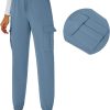 Womens Athletic Pants Knit Cargo Pants Stretchy Hiking Pants Elastic Waist Sweatpants Baggy Soft Joggers