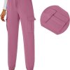 Womens Athletic Pants Knit Cargo Pants Stretchy Hiking Pants Elastic Waist Sweatpants Baggy Soft Joggers