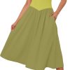 Women Off Shoulder Midi Dress Strapless Sleeveless Drop-Waist A Line Tube Dress Trendy Summer Swing Patchwork Dress