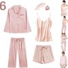 6Pcs Womens Silk Satin Pajama Sets Pj Sets Long Pjs Set Pajamas Sleepwear Camisole Sexy Cami