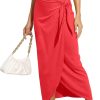 Women’s Maxi Skirt High Waist Wrap Pencil Long Skirts for Women Slim Boho Draped Front Bodycon Dresses