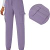 Womens Athletic Pants Knit Cargo Pants Stretchy Hiking Pants Elastic Waist Sweatpants Baggy Soft Joggers