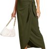 Women’s Maxi Skirt High Waist Wrap Pencil Long Skirts for Women Slim Boho Draped Front Bodycon Dresses