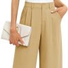 Women's Business Work Trousers High Waisted Wide Leg Pants Long Straight Suit Pants with Pocket