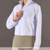 UPF 50+ Workout Jackets for Women Athletic Zip Up Running Jacket Sun Protection Lightweight UPF Cropped Jacket