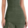 Women's Midi Bodycon Dress Summer Sleeveless Ruffle Mermaid Dress Cocktail Party Tank Dresses for Wedding Guest