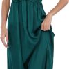 Womens Nightgown Long Sexy Silky V neck Chemise Lace Sleeveless Sleepwear for women Elegant