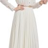Business Casual Shirt Dress for Women Long Sleeves Pleated Midi Dresses with Belt
