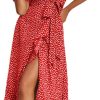 Women's Short Sleeve Satin Dress Button Down with Belt Maxi Shirt Dresses