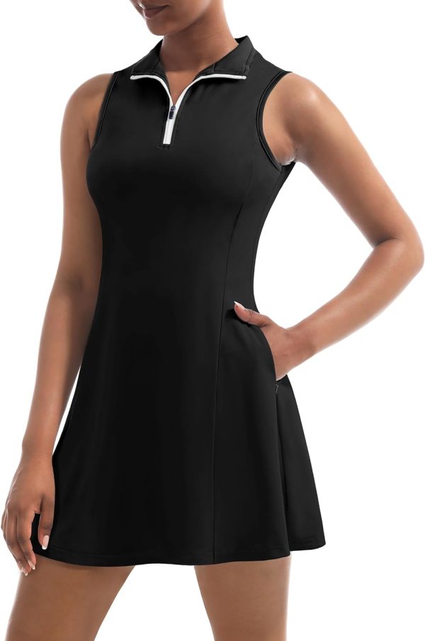 Tennis Dress for Women, Tennis Golf Dresses with Built in Shorts and Pockets for Sleeveless Workout Athletic Dresses