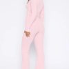 Women Ribbed Knit Yoga Lounge Set V Neck Long Sleeve Button Crop Tee Drawstring Pants Solid Slim Two Pieces Sets