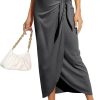 Women’s Maxi Skirt High Waist Wrap Pencil Long Skirts for Women Slim Boho Draped Front Bodycon Dresses