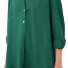 Women's Tunic Mini Shirt Dress Cotton Long Sleeve Ruffle Hem Dress Button Up Shift Chambray Dresses