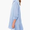Women's Tunic Mini Shirt Dress Cotton Long Sleeve Ruffle Hem Dress Button Up Shift Chambray Dresses