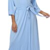 Womens Soft Long Kimono Robes Lightweight Full Length Knit Bathrobe With Pockets Ladies Casual Dressing Gown