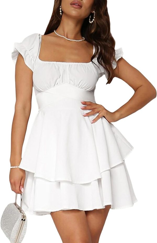 Women Graduation Dress Spaghetti Straps Sleeveless Short Dresses Y2k Low Cut Bodycon Going Out A-Line Mini Dress