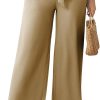 Womens Wide Leg Lounge Pants High Waisted Business Work Casual Pants Adjustable Tie Knot Loose Trousers with Pocket
