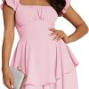 Women Graduation Dress Spaghetti Straps Sleeveless Short Dresses Y2k Low Cut Bodycon Going Out A-Line Mini Dress
