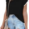 Womens Cap Sleeve Sweater Vest Summer Tops Sleeveless Tank Tops 2024 Trendy Spring Clothes Striped Short Sleeve Shirts