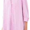 Women's Tunic Mini Shirt Dress Cotton Long Sleeve Ruffle Hem Dress Button Up Shift Chambray Dresses