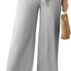 Womens Wide Leg Lounge Pants High Waisted Business Work Casual Pants Adjustable Tie Knot Loose Trousers with Pocket