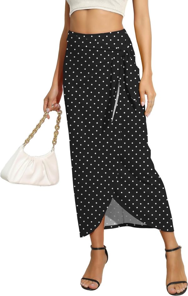 Women’s Maxi Skirt High Waist Wrap Pencil Long Skirts for Women Slim Boho Draped Front Bodycon Dresses
