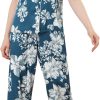 Womens Satin Floral Sleepwear Short Sleeves Button Down Tops with Pants Lounge Pajamas Sets