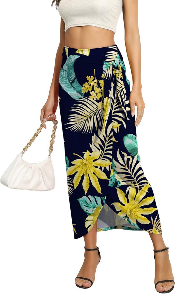 Women’s Maxi Skirt High Waist Wrap Pencil Long Skirts for Women Slim Boho Draped Front Bodycon Dresses