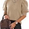 Women's Puff Short Sleeve Sweaters 2024 Fashion Spring Tops Casual Pullover Shirts