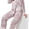 Women's Silky Satin Pajamas Set Long sleeve and Pants Sleepwear Soft and Comfy Button Down Loungewear Relaxed Fit