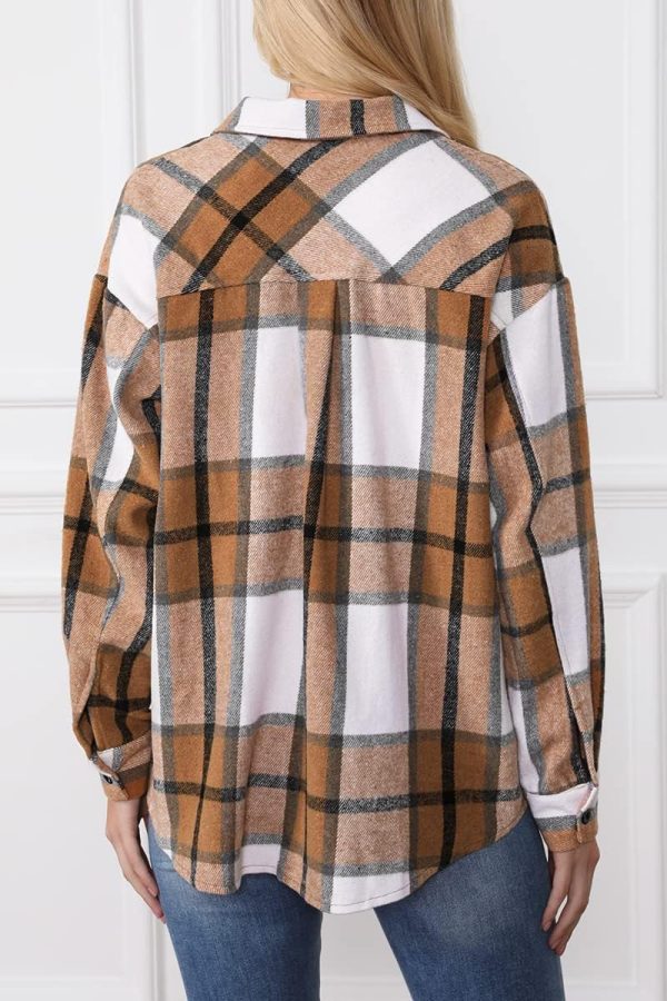 Trendy Queen Womens Flannel Shacket Jacket Casual Plaid Button Down Long Sleeve Shirt Fall Clothes Outfits