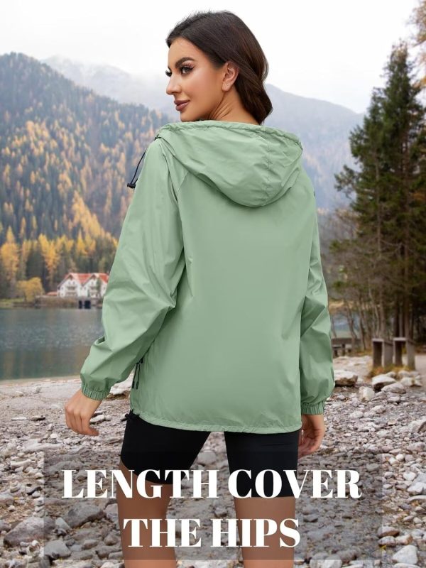 Rain Jacket Women Waterproof Lightweight Jacket With Hood Packable Raincoat with Pockets S-XXL