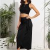Women’s Maxi Skirt High Waist Wrap Pencil Long Skirts for Women Slim Boho Draped Front Bodycon Dresses