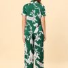 Womens Satin Floral Sleepwear Short Sleeves Button Down Tops with Pants Lounge Pajamas Sets