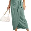 Women’s Maxi Skirt High Waist Wrap Pencil Long Skirts for Women Slim Boho Draped Front Bodycon Dresses