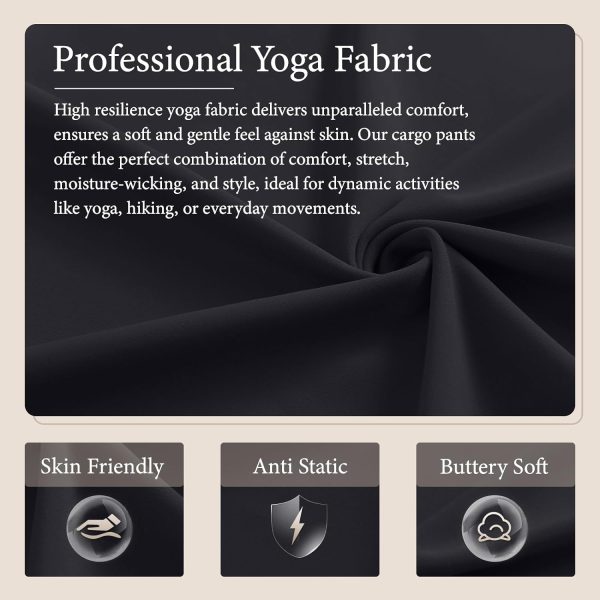 Womens Athletic Pants Knit Cargo Pants Stretchy Hiking Pants Elastic Waist Sweatpants Baggy Soft Joggers