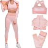 Women's 3 PC Seamless Gym Clothing Workout Outfit with Jacket Bra & Leggings Set