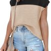 Womens Cap Sleeve Sweater Vest Summer Tops Sleeveless Tank Tops 2024 Trendy Spring Clothes Striped Short Sleeve Shirts
