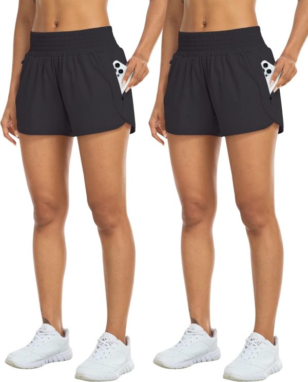 Athletic Shorts for Women with Pockets High Waist Running Workout Shorts Gym Yoga White Summer Shorts