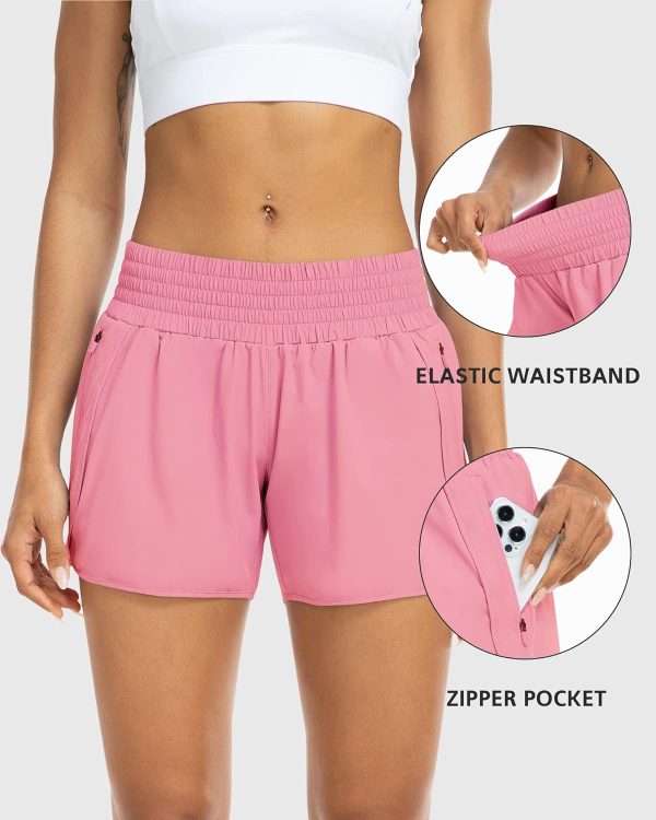 Athletic Shorts for Women with Pockets High Waist Running Workout Shorts Gym Yoga White Summer Shorts