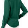 Womens Chiffon Blouses Button-Down Shirts Soft Tops Collared Casual Work Shirt XS-XXL