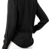 Womens Chiffon Blouses Button-Down Shirts Soft Tops Collared Casual Work Shirt XS-XXL