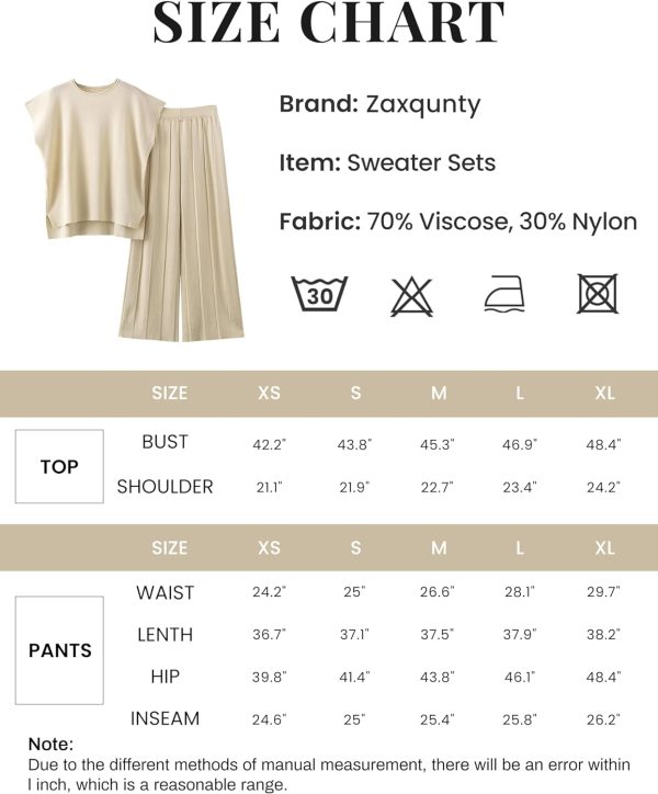 2 Piece Outfits for Women Sweater Sets Knit Vest Tops Elastic Waisted Pants