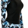 Women's Long Sleeves Rash Guard Athletic Swim Aztec Tankini Sets Swimsuit