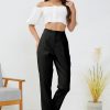 Women's High Waisted Business Trousers Straight Leg Pleated Office Slacks Pants